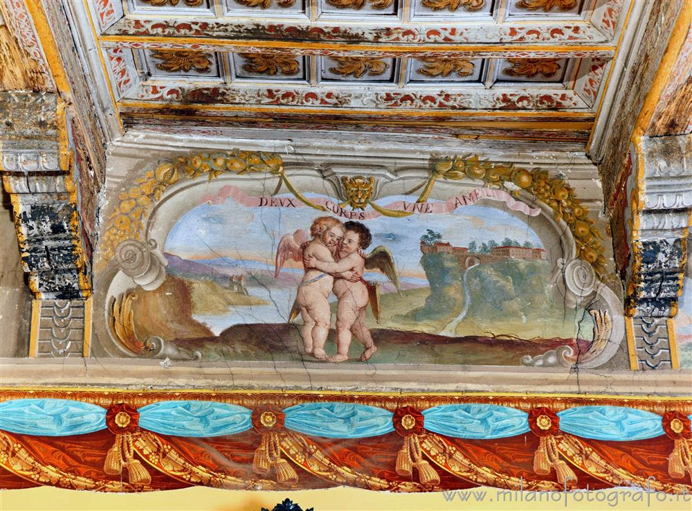 Cossato (Biella, Italy) - Detail of Baroque frescoes in one of the halls of the Castle of Castellengo
